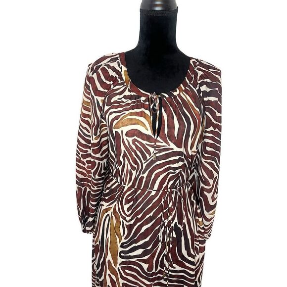NWT TOMMY BAHAMA FUN ZEN ZEBRA PRINTED MIDI DRESS BROWN/TAN WOMENS SIZE SMALL - Picture 4 of 13